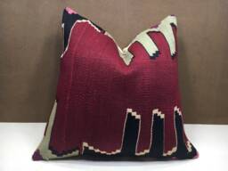 Vintage Handwoven Kilim Pillow, Turkish Throw 20x20 - thumbnail 1