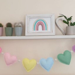 Rainbow Garland/Pastel Heart Pastel Rainbow Wall Decor Bunting Hearts - thumbnail 2
