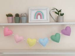 Rainbow Garland/Pastel Heart Pastel Rainbow Wall Decor Bunting Hearts - thumbnail 1