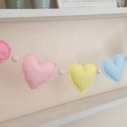 Rainbow Garland/Pastel Heart Pastel Rainbow Wall Decor Bunting Hearts - thumbnail 3