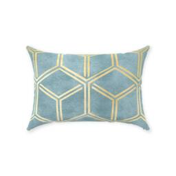Art Deco Pillow Cover - Pure Cotton Twill Print Fabric Gatsby Vintage Geometric Design Pastel Mint Green & Gold Decorative Cushion - thumbnail 2