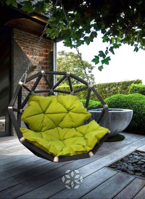 Geodesic Dome Semisphere Swing Chair Connected With Ceiling, Trees Or Putted On The Floor, Ground - Garden Outdoor Space Swinging Chair - image 1