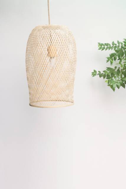 Handmade Woven Bamboo Pendant Lamp - Rustic Thai Basket Light - image 1