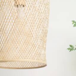 Handmade Woven Bamboo Pendant Lamp - Rustic Thai Basket Light - thumbnail 2