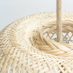 Handmade Woven Bamboo Pendant Lamp - Rustic Thai Basket Light - thumbnail 3