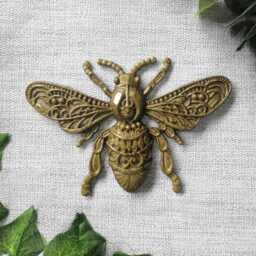 Dark Gold Bee Wall Hanging, Insect Art, Honey Decor, Unusual Gift, Gallery Entomology Decor