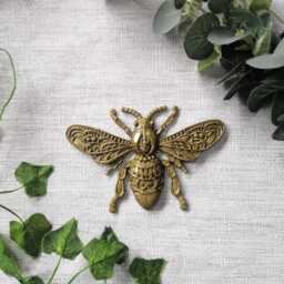 Dark Gold Bee Wall Hanging, Insect Art, Honey Decor, Unusual Gift, Gallery Entomology Decor - thumbnail 2