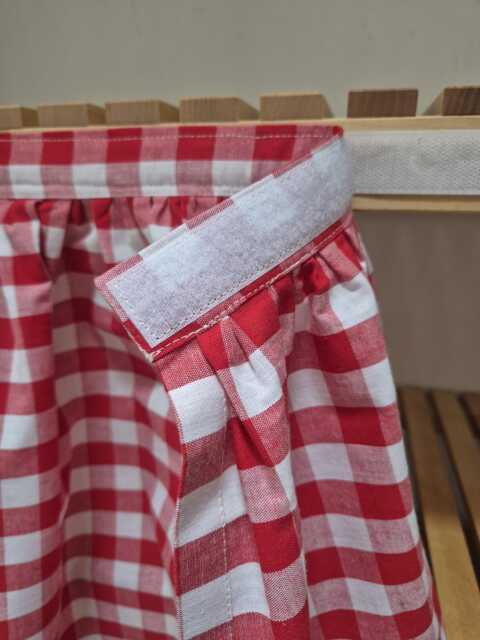 Red Gingham Sink Skirt, Shelf Covering Utility Vanity Self Adhesive Hook & Loop Skirt - image 1