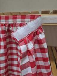 Red Gingham Sink Skirt, Shelf Covering Utility Vanity Self Adhesive Hook & Loop Skirt - thumbnail 1