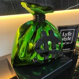 Money Bag - Sculpture Pop Art Statue Alec Monopoly Inspired Chrome - thumbnail 2