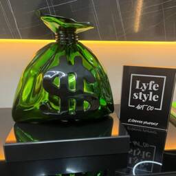Money Bag - Sculpture Pop Art Statue Alec Monopoly Inspired Chrome - thumbnail 4
