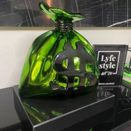Money Bag - Sculpture Pop Art Statue Alec Monopoly Inspired Chrome