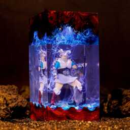 Raider E-D.3N Ring Resin Lamp, Nightreign Diorama Night Light, Dark Fantasy Epoxy Wood Handmade Gamer Room Decor