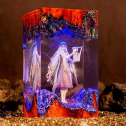 Raider E-D.3N Ring Resin Lamp, Nightreign Diorama Night Light, Dark Fantasy Epoxy Wood Handmade Gamer Room Decor - thumbnail 3