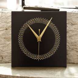 Hand Painted Black Square Wall Clock Non-Ticking/Sweeping Hands - 20cm - thumbnail 3