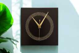 Hand Painted Black Square Wall Clock Non-Ticking/Sweeping Hands - 20cm - thumbnail 1