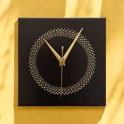 Hand Painted Black Square Wall Clock Non-Ticking/Sweeping Hands - 20cm - thumbnail 4