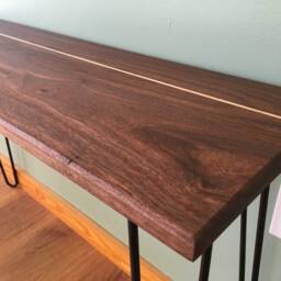 Black Walnut X Curly Maple Console Table, Wood Hall Custom Modern Table - thumbnail 2