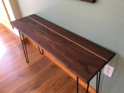 Black Walnut X Curly Maple Console Table, Wood Hall Custom Modern Table