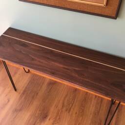 Black Walnut X Curly Maple Console Table, Wood Hall Custom Modern Table - thumbnail 4