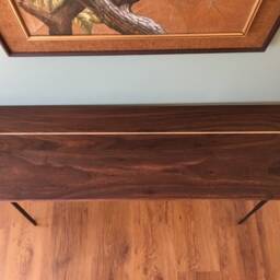 Black Walnut X Curly Maple Console Table, Wood Hall Custom Modern Table - thumbnail 3