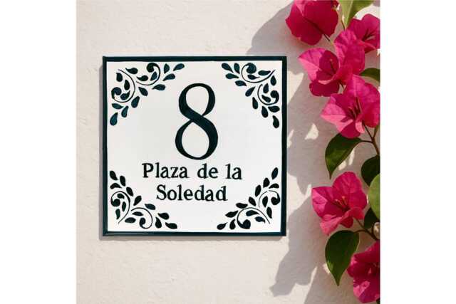 Talavera Address Plaque, Mexican House Number Tile, Ceramic Sign, Outdoor Number, Personalized Sign - image 1