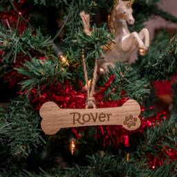 Oak, Cherry Or Walnut - Personalised Dog Puppy Pet Christmas Xmas Tree Decoration/Bauble Ornament Wooden Wood Engraved - thumbnail 2