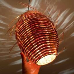 Rattan Cocoon Pendant Light, Rustic Farmhouse Chandelier - thumbnail 3