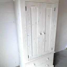 Solid Pine Double Wardrobe, 2 Door Drawer Bedroom Storage, Custom Finish Clothing Cupboard - thumbnail 3