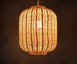 Viwei Rattan Pendant Light, Lantern-Drum Hanging Lamp, Rustic Lighting Fixture, Home Living Lighting