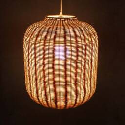 Viwei Rattan Pendant Light, Lantern-Drum Hanging Lamp, Rustic Lighting Fixture, Home Living Lighting - thumbnail 3
