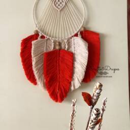 Macrame Feather Dreamcatcher Woven Wall Art Tapestry - thumbnail 2