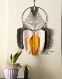 Macrame Feather Dreamcatcher Woven Wall Art Tapestry - thumbnail 1
