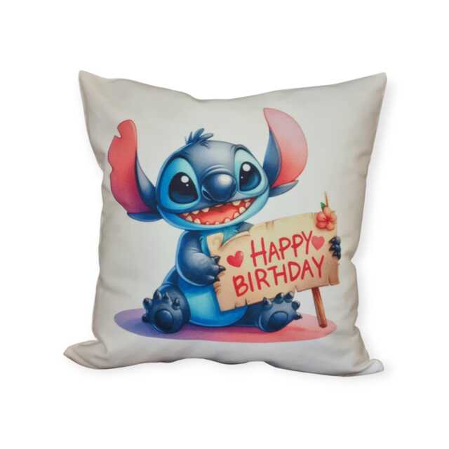 Happy Birthday Stitch Cushion Personalised 16 - image 1