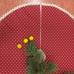 Handmade Burlap Christmas Tree Skirt Scandinavian Decor - thumbnail 3