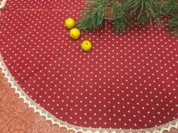 Handmade Burlap Christmas Tree Skirt Scandinavian Decor - thumbnail 1