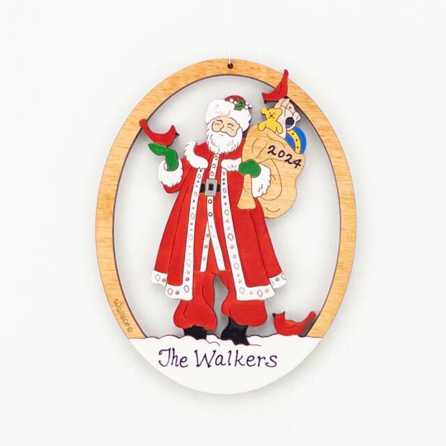 Personalized Old Fashioned Santa Christmas Ornament-Wood, Laser Cut, Hand Painted - image 1