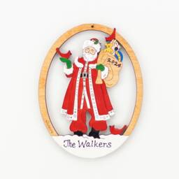 Personalized Old Fashioned Santa Christmas Ornament-Wood, Laser Cut, Hand Painted - thumbnail 1