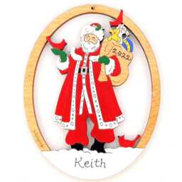 Personalized Old Fashioned Santa Christmas Ornament-Wood, Laser Cut, Hand Painted - thumbnail 2