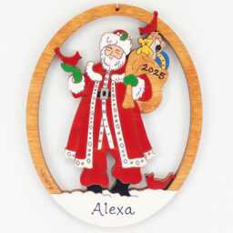 Personalized Old Fashioned Santa Christmas Ornament-Wood, Laser Cut, Hand Painted - thumbnail 3