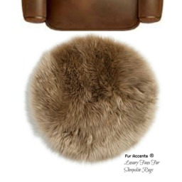 Plush Faux Fur Round Rug - Light Tan Brown, Animal Friendly - thumbnail 1