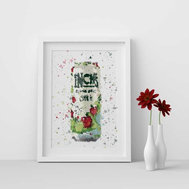 Inches Cider Can Watercolour Splash A3, A4, 10x8, 8x6, 5x7 & 4x6 Wall Art Prints