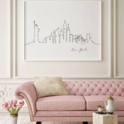 New York Skyline Print, Line Art, Minimalist Wall City Skyscraper Poster, Fine Art Nordic Home Decor, Sketch Landmark - thumbnail 2