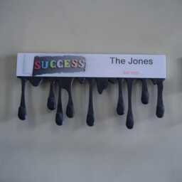 Custom Family Name Key Rack With Photos , Personalised Holder Wall, Dripping Paint Hanger , Entryway Organizer , Housewarming Gift - thumbnail 4