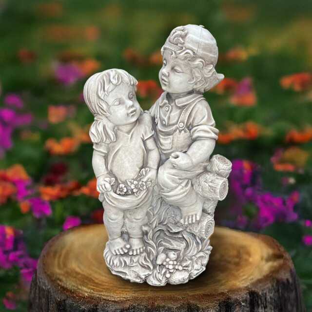 Large Brother & Sister Statue Adorable Sibling Figurine Stone Family Sculpture Garden Children Ornament Outdoor Kids Decoration Gift - image 1