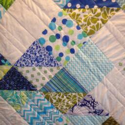 Modern Blue Lap Quilt, Geometric Cotton Throw - 53x66 Inches - thumbnail 2