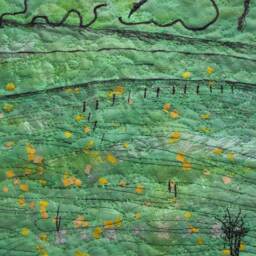 Small Art Quilt, Impressionist Art, Mixed Media Wall Meadow Scene, Gift For Her, Housewarming Gift, Landscape Fiber - thumbnail 3