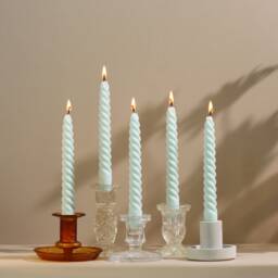 Seafoam Twist Candles Beeswax Soy Blend Taper Candles, Set Of 5 - thumbnail 1