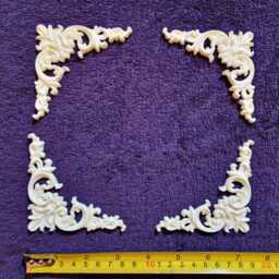 4 Ornate Corners Applique Gilt Or White French Style Decorative Wall Furniture Onlay Moulding Pediment Plastic Decoration - thumbnail 3