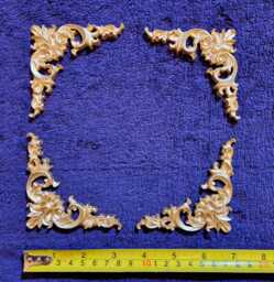 4 Ornate Corners Applique Gilt Or White French Style Decorative Wall Furniture Onlay Moulding Pediment Plastic Decoration - thumbnail 1